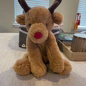 Brown Plush Reindeer with Red Nose jelly cat